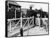 The Cambrian Coast Express Steam Locomotive Train at Llanbadarn Crossing Near Aberystwyth Wales-null-Framed Stretched Canvas