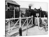 The Cambrian Coast Express Steam Locomotive Train at Llanbadarn Crossing Near Aberystwyth Wales-null-Stretched Canvas