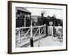 The Cambrian Coast Express Steam Locomotive Train at Llanbadarn Crossing Near Aberystwyth Wales-null-Framed Photographic Print