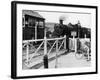 The Cambrian Coast Express Steam Locomotive Train at Llanbadarn Crossing Near Aberystwyth Wales-null-Framed Photographic Print