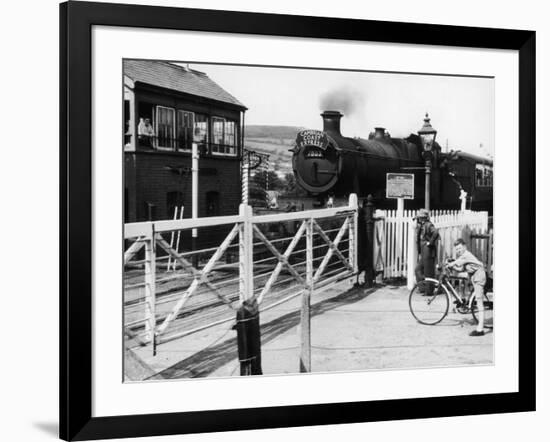 The Cambrian Coast Express Steam Locomotive Train at Llanbadarn Crossing Near Aberystwyth Wales-null-Framed Photographic Print