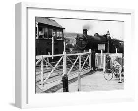 The Cambrian Coast Express Steam Locomotive Train at Llanbadarn Crossing Near Aberystwyth Wales-null-Framed Photographic Print