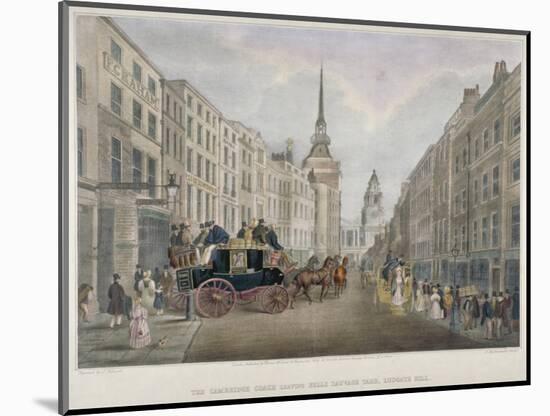 The Cambridge Coach Leaving the Nelson Inn, Belle Sauvage Yard, Ludgate Hill, London, 1818-Charles Joseph Hullmandel-Mounted Giclee Print