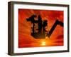 The Cameraman Filming an Outdoor Sporting Event from the Crane in the Air Az Sunset-Don Pablo-Framed Photographic Print