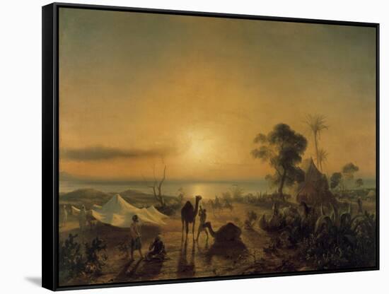 The Camp at Staoueli, 1830-Theodore Gudin-Framed Stretched Canvas