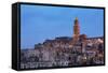 The Campanile and Cathedral at Night in the Sassi Area of Matera, Basilicata, Italy, Europe-Martin-Framed Stretched Canvas