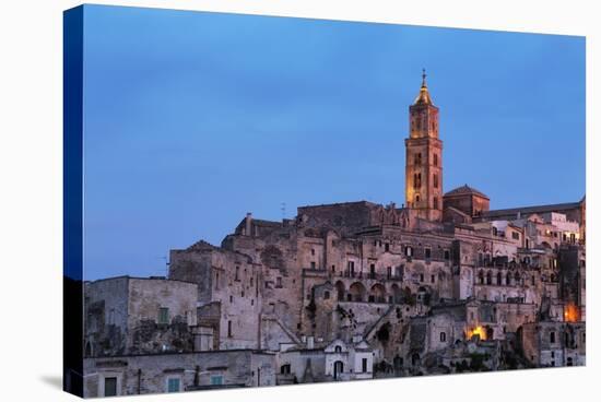The Campanile and Cathedral at Night in the Sassi Area of Matera, Basilicata, Italy, Europe-Martin-Stretched Canvas