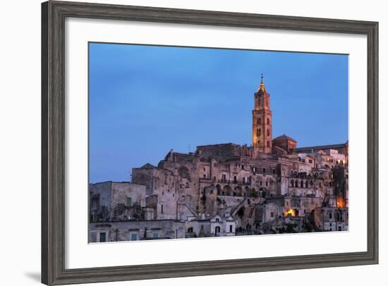 The Campanile and Cathedral at Night in the Sassi Area of Matera, Basilicata, Italy, Europe-Martin-Framed Photographic Print