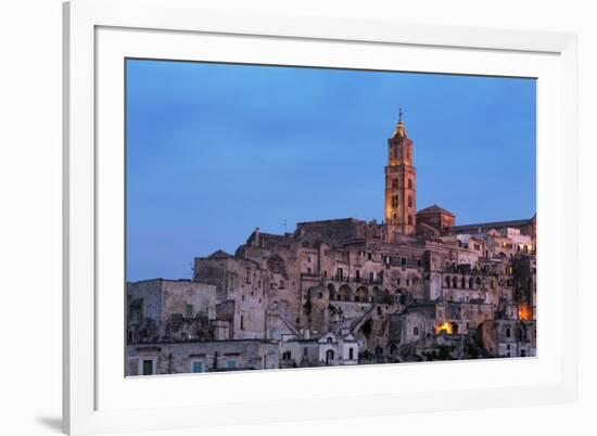 The Campanile and Cathedral at Night in the Sassi Area of Matera, Basilicata, Italy, Europe-Martin-Framed Photographic Print