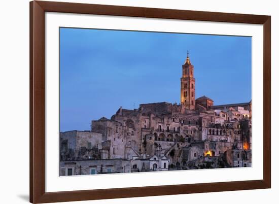 The Campanile and Cathedral at Night in the Sassi Area of Matera, Basilicata, Italy, Europe-Martin-Framed Photographic Print