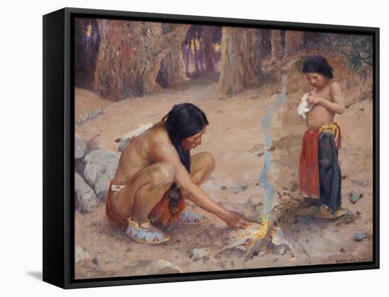 The Campfire-Eanger Irving Couse-Framed Stretched Canvas