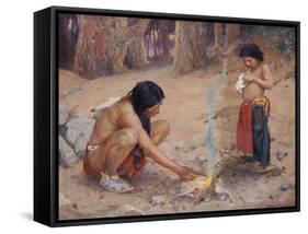 The Campfire-Eanger Irving Couse-Framed Stretched Canvas