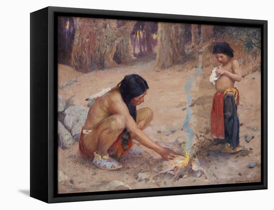 The Campfire-Eanger Irving Couse-Framed Stretched Canvas