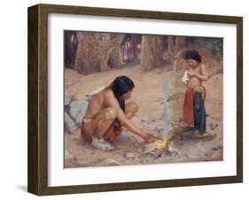 The Campfire-Eanger Irving Couse-Framed Giclee Print