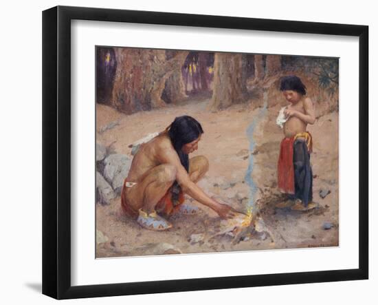 The Campfire-Eanger Irving Couse-Framed Giclee Print