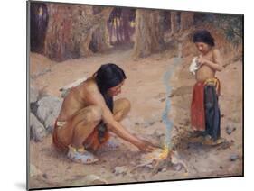 The Campfire-Eanger Irving Couse-Mounted Giclee Print