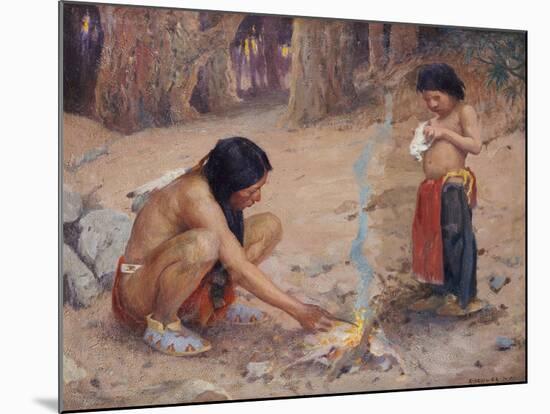 The Campfire-Eanger Irving Couse-Mounted Giclee Print