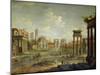 The Campo Vaccino, Rome Looking Towards St. Francesca Romana and the Arch of Titus-Antonio Joli-Mounted Giclee Print
