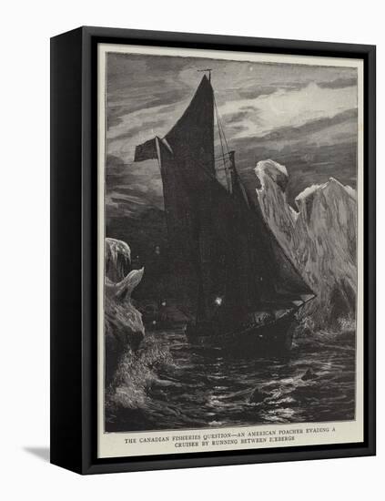 The Canadian Fisheries Question, an American Poacher Evading a Cruiser by Running Between Icebergs-null-Framed Stretched Canvas