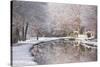 The Canal De Berry after a Snow Shower, Loir-Et-Cher, Centre, France, Europe-Julian Elliott-Stretched Canvas