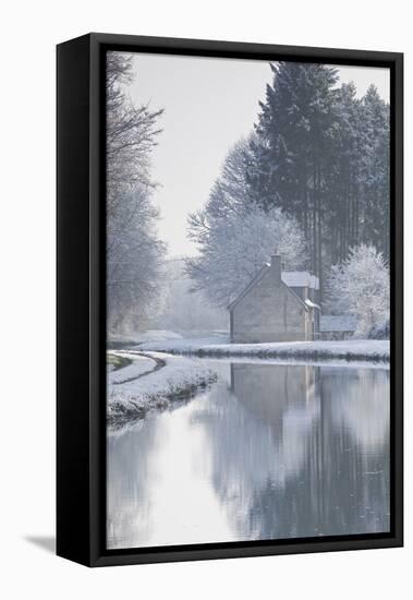 The Canal De Berry after a Snow Shower, Loir-Et-Cher, Centre, France, Europe-Julian Elliott-Framed Stretched Canvas