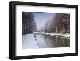 The Canal De Berry after a Snow Shower, Loir-Et-Cher, Centre, France, Europe-Julian Elliott-Framed Photographic Print