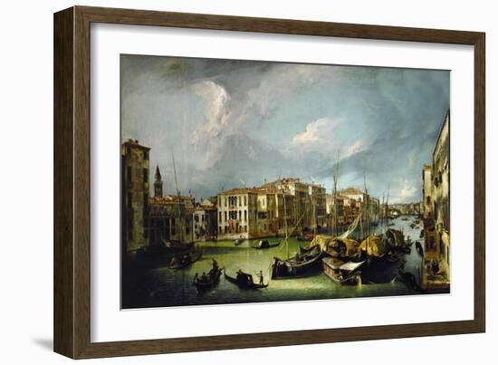 The Canal Grande in Venice with (in far background) the Rialto-bridge. 1726-1730-Canaletto-Framed Giclee Print