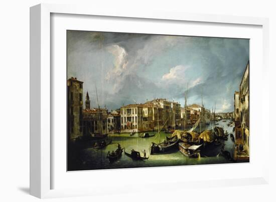 The Canal Grande in Venice with (in far background) the Rialto-bridge. 1726-1730-Canaletto-Framed Giclee Print