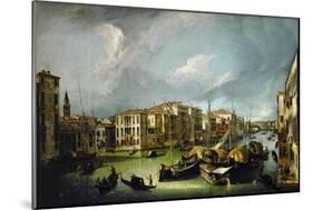 The Canal Grande in Venice with (in far background) the Rialto-bridge. 1726-1730-Canaletto-Mounted Giclee Print