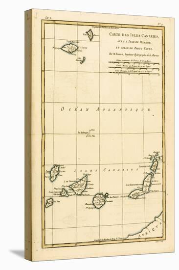 The Canary Islands, with Madeira and Porto Santo, from 'Atlas De Toutes Les Parties Connues Du…-Charles Marie Rigobert Bonne-Stretched Canvas