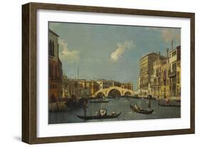 The Cannaregio, Venice, with Palazzo Testa, Palazzo Surian-Bellotto and the Ponte Dei Tre Archi,…-Canaletto-Framed Giclee Print