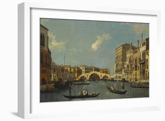 The Cannaregio, Venice, with Palazzo Testa, Palazzo Surian-Bellotto and the Ponte Dei Tre Archi,…-Canaletto-Framed Giclee Print