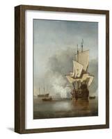 The Cannon Shot, c.1680-Willem Van De, The Younger Velde-Framed Giclee Print