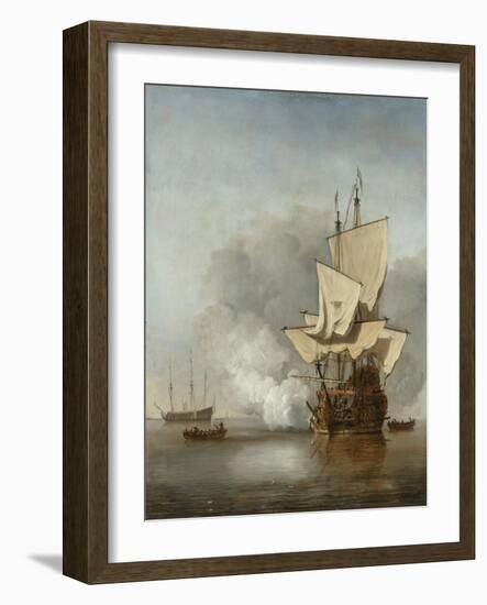 The Cannon Shot, c.1680-Willem Van De, The Younger Velde-Framed Giclee Print