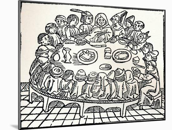 The Canterbury Pilgrims Sitting Down for a Shared Meal, 1485-William Caxton-Mounted Giclee Print