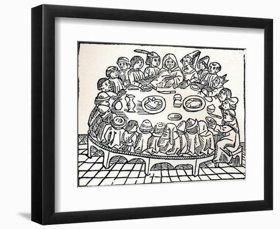 The Canterbury Pilgrims Sitting Down for a Shared Meal, 1485-William Caxton-Framed Premium Giclee Print