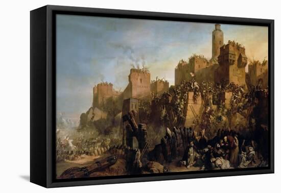 The Capture of Jerusalem by Jacques De Molay in 1299-Claude Jacquand-Framed Stretched Canvas