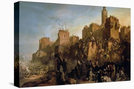 The Capture of Jerusalem by Jacques De Molay in 1299-Claude Jacquand-Stretched Canvas