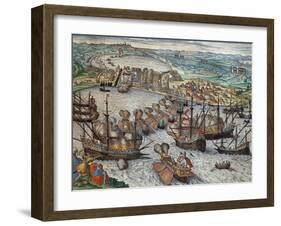 The Capture of La Goulette and Tunis by Charles V, 1535-Franz Hogenberg-Framed Giclee Print