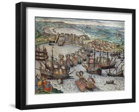 The Capture of La Goulette and Tunis by Charles V, 1535-Franz Hogenberg-Framed Giclee Print