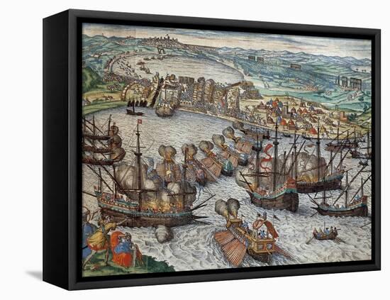 The Capture of La Goulette and Tunis by Charles V, 1535-Franz Hogenberg-Framed Stretched Canvas