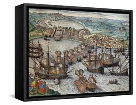 The Capture of La Goulette and Tunis by Charles V, 1535-Franz Hogenberg-Framed Stretched Canvas