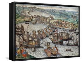 The Capture of La Goulette and Tunis by Charles V, 1535-Franz Hogenberg-Framed Stretched Canvas