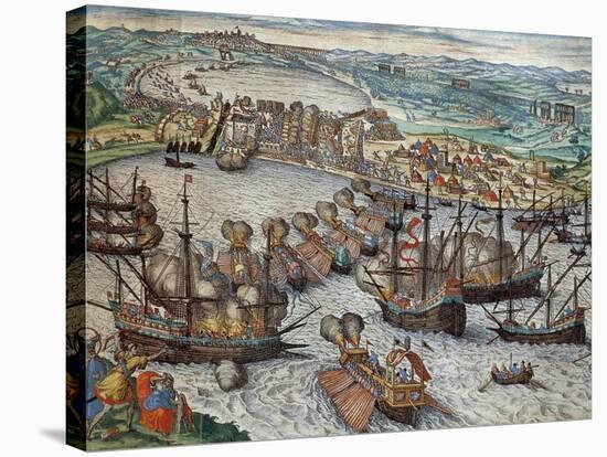 The Capture of La Goulette and Tunis by Charles V, 1535-Franz Hogenberg-Stretched Canvas