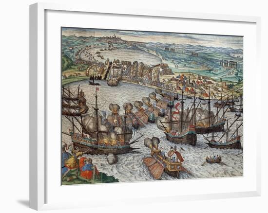 The Capture of La Goulette and Tunis by Charles V, 1535-Franz Hogenberg-Framed Giclee Print