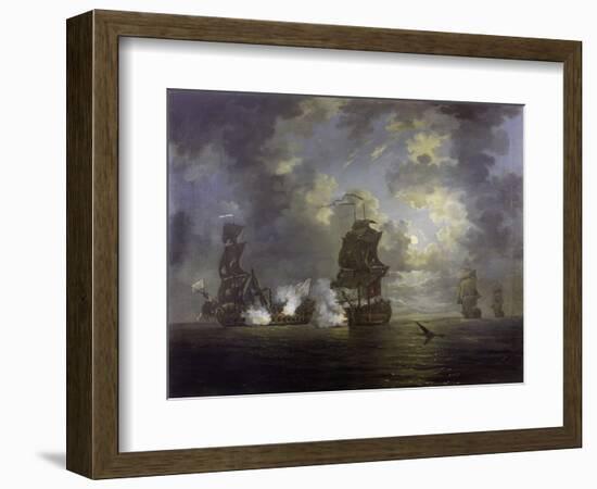 The Capture of the 'Foudroyant' by HMS Monmouth on February 18, 1758-Francis Swaine-Framed Giclee Print