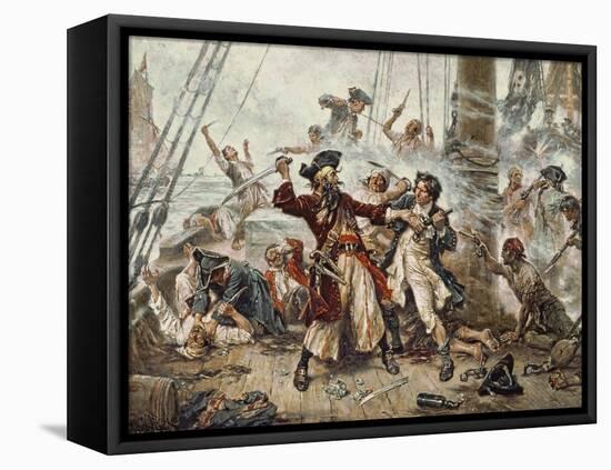 The Capture of the Pirate Blackbeard, 1718-Jean Leon Gerome Ferris-Framed Stretched Canvas