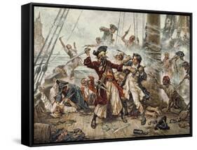 The Capture of the Pirate Blackbeard, 1718-Jean Leon Gerome Ferris-Framed Stretched Canvas