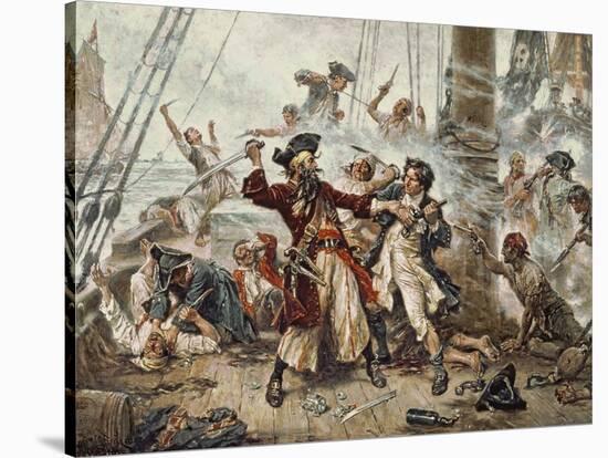 The Capture of the Pirate Blackbeard, 1718-Jean Leon Gerome Ferris-Stretched Canvas