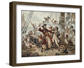 The Capture of the Pirate Blackbeard, 1718-Jean Leon Gerome Ferris-Framed Giclee Print